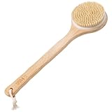 H&S Rückenbürste mit Langem Stiel - Naturborsten Duschbürste zum Peeling der Haut - Bambus Körperbürste für die Dusche - Saunabürste Massagebürste für Körper und Rücken