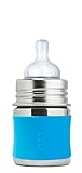 Pura - Stainless Steel Infant Bottle with Slow Flow Nipple Aqua Blue - 5 oz.