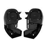 Kühlerschutz Schutzgitter Für Harley Touring Road King Electra Glide Street Glide 1983–2013 Motorrad-untere Belüftete Beinverkleidung Lautsprecher-Set (Color : Black Grills)