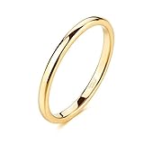 Zakk Ring Damen Herren 2mm 4mm 6mm 8mm Gelbgold Wolfram Poliert Schmal Ringe Verlobungsringe Ehering Hochzeitsband (2mm, 54 (17.2))