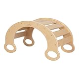 Sunny Marlie Montessori Kletterbogen aus Holz in Naturfarben | Indoor Kletterbogenwippe/Spielbogen/Wippe | Montessori Spielbogen für Kleinkinder