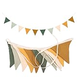 Wimpelkette Kinderzimmer,Musselin Baumwolle Stoff Wimpelkette,Girlande Kinderzimmer Deko zum Aufhängen, Hausbett Deko Mädchen & Jungen,Wanddeko Geschenk,Babyzimmer Dekoration (1PCS Morandi Grün)