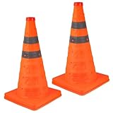 STOBAZA 2 Stück Ausziehbare Verkehrsleitkegel aus Robustem PP Material Auffällige Orangefarbene Sicherheitskegel für Straßenmarkierung Trainings Parkbereich Wetterfest und