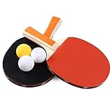 Anti Slip Long Griff Tischtennis Schläger Langlebige Pingpong-Fglühendermaus tragbare 2 Fglühendermäuse und 3 Bälle Langlebiger Ping-Pong-Paddel-Set Sports Accessoire-1Set, Ping-Pong-Paddel-Set