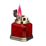 Winddichtes Butanfeuerzeug mit Vier Flammen, nachfüllbares Tischfeuerzeug, einstellbare Flamme, geeignet for Zuhause/Büro, Geschenk for Männer (Butan Nicht im Lieferumfang enthalten)(Bronze)