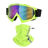 LJDJ Skibrille, Snowboard- und Motorradbrille mit reflektierendem Winter-Halstuch, Gesichtsabdeckung für Jugendliche, Teenager, Männer, Frauen (Gelb)