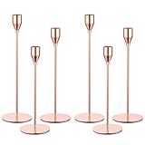 6er-Pack Kerzenhalter, Kerzenhalter aus Metall, hoher Kerzenständer für Spitzkerzen, Kerzenhalter für 3/4 Zoll Dicke Kerzen für Hochzeit, Wohnzimmer, Esszimmer, Dekoration (Rosé Gold)