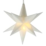 Leuchtstern 3D 12 Zacken zum Aufhängen | Ø8cm Timerfunktion 3m Zuleitung | Weihnachtsstern Weihnachtsbleuchtung (Stern weiß Ø 8cm)
