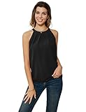 GRACE KARIN Damen Chiffon BluseCasual Tops Elegant Ärmellose Neckholder Oberteile Schwarz S CL1104S22-03