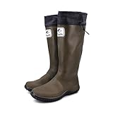 JOMIX Unisex Gummistiefel Damen Herren Faltbar Hoch Regenstiefel Wasserdichte Rutschfest Leicht PVC Stiefel Garten Regenschuhe (YXM2507, Grün, 42-43 EU)