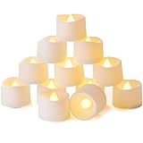 Homemory 12 led teelichter mit Timer, elektrische flackernde batteriebetriebene Kerzen, 6 Stunden an und 18 Stunden aus, 3.2x3.6 cm, Plastik