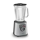 Krups KB403D Perfectmix + Hochleistungsstandmixer, 1.200W, 28.000 UpM, 2L Glasbehälter, 3 voreingestellte Programme, Powelix- Technologie, Edelstahl/Dunkelgrau