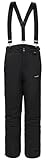 BenBoy Damen Skihose Schneehose Wasserdicht Warm Gefüttert Abnehmbaren Softshellhose Hosenträgerhose mit Verstellbarer Latzhose Outdoorhose Winddicht Snowboardhose Winter HXK7441W-Black-L