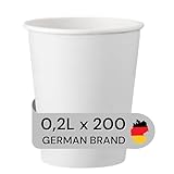 LogiPack GeRo 200 Stück Kaffeebecher weiß 8oz 200ml | hitzebeständiger Pappbecher beschichtet | Heißgetränkebecher | Kaltgetränkebecher
