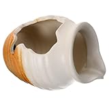 POPETPOP Keramik Teichspeier Gartendekoration Wasserspiel Keramiktopf Statue in Weiß Wetterfest für Garten Terrasse und Teich