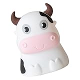 Beatifufu Silikon Nachtlampe Kuh Motiv Kleine Nachttischlampe für Schlafzimmer Batteriebetriebene Tischleuchte mit Farbwechsel Dekoratives Nachtlicht