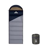 Naturehike Schlafsack mit Kapuze Deckenschlafsack für Camping, Leicht & Bequem, Ideal für Outdoor-Abenteuer und Reisen (Dunkelblau + Hellblau/Links (3,9~-1,3℃))