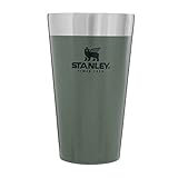 Stanley 1913 Adventure Stacking Bierkrug 473 ml - Edelstahl Thermobecher Hält 4 Stunden Kalt - BPA-Frei - Stapelbare Doppelwandiger, Vakuumisolierter Thermotasse - Spülmaschinenfest - Hammertone Green
