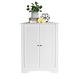 LIFEZEAL Eckschrank Bad, Badezimmerschrank mit Türen, Badschrank mit Verstellbarer Ablage, Unterschrank Beistellschrank für Badezimmer, Küche, Wohnzimmer, Weiß