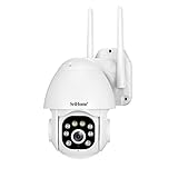 SRIHOME 3MP PTZ IP Security Camera with Human Motion Tracking, Full-Color Night Vision, Sound and Light Alarm, IP66 Waterproof, 2-Way Audio, TF Card Local Storage