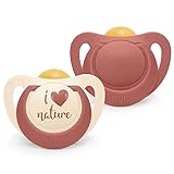 NUK for Nature Babyschnuller | Nachhaltige Gummischnuller | Über 98 % natürliche Rohstoffe | 0-6 Monate | Terrakottarot | 2 Stück