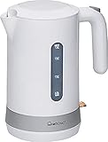 Clatronic Wasserkocher 1,8L mit verdecktem Edelstahlheizelement | Kettle mit herausnehmbarem Kalkfilter & verriegelbaren Deckel | Einhandbedienung | 2200W | Wasserkocher weiß | WK 3452