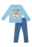 Paw Patrol Schlafanzug für Jungen - Kinder Pyjama Set Langarm Oberteil mit Hose Blau (DE/NL/SE/PL, Numerisch, 122, 128, Regular, Blau)