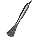 BESPORTBLE Topfbürste aus Edelstahl 304 Spülbürste für Küche und Wok Langlebige Reinigungsbürste mit Rundem Griff für Hartnäckigen Fett und Schmutzentfernung