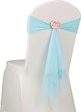 Stuhl-Abdeckungen Sashes,Stuhl-Sashes Bows Stuhlband Krawatten, Spandex Stuhl Schärpe mit Rose Kugel Künstliche Hochzeit Stuhl Schärfen Hochzeit Stuhl Bogen Krawatte Abdeckung Band Party,Green,100PCS