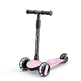 Kinderroller 3-Rad-Roller für Alter 2-8 Jungen Mädchen Kleinkinder Tretroller mit verstellbarem Lenker - Pu blinkende Räder Leichter Rahmen zhengzilu (Color : Pink)