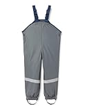 Playshoes Unisex Kinder Matschhose Regenlatzhose Fleece-Futter Wind-und wasserdichte Regenhose Regenbekleidung, dunkelgrau, 116