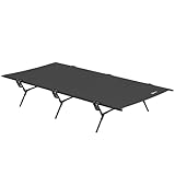 Outsunny Feldbett faltbar Gästebett mit Tragetasche 200 x 100 x 36 cm Klappbett für Erwachsene Campingbett bis 120 kg Extra Breit Campingliege für Indoor, Outdoor, Camping Garten Reisen Schwarz