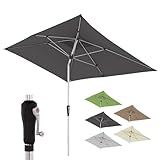 Doppler Sonnenschirm SL-AZ Auto Tilt 190x290 cm Anthrazit I Gartenschirm knickbar I Kurbelschirm mit UV-Schutz 80+ I Kurbelschirm aus Aluminium I regenabweisendes Polyester-Schirmdach
