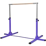 RELAX4LIFE Kinder Reck, Gymnastik Turnreck 12-stufig höhenverstellbar: 91 cm-150 cm, Turnstange mit stabilem Ständer und Doppelschlosssystem, belastbar bis zu 100 kg, aus Holz & Stahlgestell (Lila)