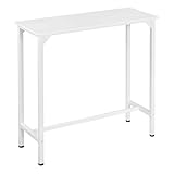 EUGAD Bartisch weiß, Stehtisch, Küchentisch, Bar Tisch schmal, Konsolentisch, Flurtisch, Beistelltisch hoch, für Bar Bistro Kücheninsel, aus Holzwerkstoff Metall, 100x100x40cm