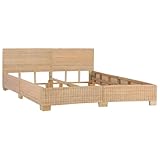 vidaXL Bettgestell Bett Rattanbett Schlafzimmerbett Doppelbett Ehebett Bettrahmen Schlafzimmermöbel Handgewebt Echtes Rattan 180x200cm
