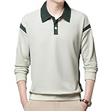 Poloshirts Für Herren Herbst Einfarbig Button Down Shirt Herren Basic Einfachheit Freizeithemden Für Herren Klassisch Langarmshirts Für Urban Herren B-White XL