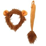 FXICH Löwen Ohren Stirnband, Tierkostüm-Set mit Ohren und Schwanz, Verkleidung für Cosplay, Geburtstagsfeiern, Karneval, Weihnachtsfeiern | Hochwertige Partyausstattung | Für die meisten Menschen