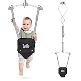 FUNLIO Baby Türspringer für 6–24 Monate (mit Türklemme), Baby Hüpfschaukel mit starker Feder und verstellbarem Riemen, tragbarer Türwippe für Kleinkinder, Tragkraft 18kg - Schwarz