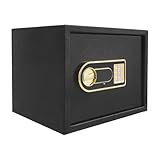 30L Tresor Safe Feuerfest Wasserdicht Digitales Zahlenschloss 2 Notfallschlüssel Stahl 30EB Wertschutzschrank Boden/Wand Befestigung Inkl. Geldtasche Schwarz Heim Büro Hotel