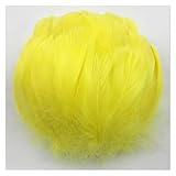 PULaif Farbige Federn, Bastelfedern, 100 Stück, mehrfarbige Gänsefedern, 8–12 cm, 3,15–4,72 Zoll, for selbstgemachte Hochzeitsdekorationen(Yellow)