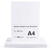 Fotokarton A4 300g/m² Weiß Papier 12 Blatt Premium Papier Dickes zum Drucken Kartonpapier Tonkarton Pappe