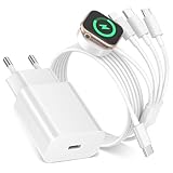 BLITEZZ Multi Ladekabel Ladestation 4 in 1 für Apple Watch und iPhone Ladekabel,20W USB C Ladegerät Mit Apple Lightning/USB C/iWatch/Micro Kabel für Apple Watch Se/9/8/7/5/iPhone 16/15/14/13/8/Android