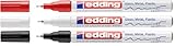 edding 780 weiß permanenter Glanzlackmarker - extra-feine Rundspitze 0,8 mm, stark deckend (schwarz/weiß/rot, 1 stück (3er Pack))