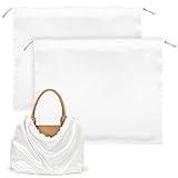 2 Stück Staubbeutel Handtaschen mit Kordelzug, 50x40cm, Große Aufbewahrungstasche aus Seide für Handtasche, Weiß Taschenstaubbeutel für Schutz von Kleidung Geldbörsen Schuhen Stiefeln Rucksäcken