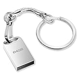 USB Stick 64GB, Mini Speicherstick 64GB USB 2.0 Flash Laufwerk 64 GB Metall Pen Drive Memory Stick mit Schlüsselanhänge für PC, Laptop, TV, Lautsprecher, Auto, Externer Datenspeicher etc (Silber)