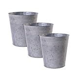 Jinfa 3er Set Blumentöpfe Blech Zink Metall Pflanztopf Übertopf Vase Balkon Garten | Größe: L | Ø 21,5 cm x H 22 cm | 5,8L