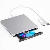 aelrsoch Externes Blu-Ray-Laufwerk, DVD/BD-Player, lesbar, tragbares Blu-ray-Laufwerk, USB 3.0 und Typ-C-Anschluss, geeignet für Windows XP/7/8/10, MacOS für MacBook-PC, Silent Highspeedul