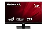 Viewsonic VA3209-MH 80 cm (32 Zoll) Büro Monitor (Full-HD, IPS, HDMI, VGA, Lautsprecher, Eye-Care, Eco-Mode) Schwarz