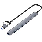 Multiport USB Hub USB-C Hub, Aluminiumlegierung Multiport USB Splitter Expander mit 5 USB Port 2 USB-C Ports, für MacBook Pro Air, für iPad Pro, Dell, HP Laptop, für iPhone15 und mehr USB USB-C Geräte